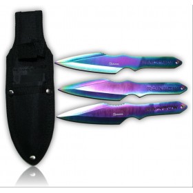 SET 3 COUTEAUX A LANCER ALBAINOX RAINBOW LAME 8CM