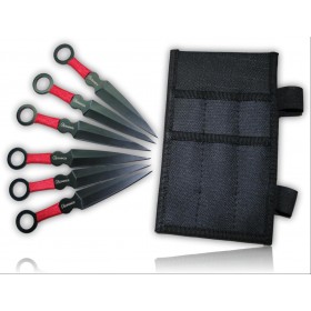 SET 6 COUTEAUX A LANCER ALBAINOX NOIR CORDON ROUGE ETUI LAME 8CM 31850