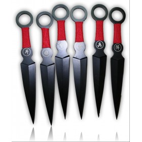 SET 6 COUTEAUX A LANCER ALBAINOX NOIR CORDON ROUGE ETUI LAME 8CM 31850