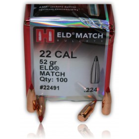 OGIVE HORNADY 22491CAL. 22 ELD MATCH 52GR X100