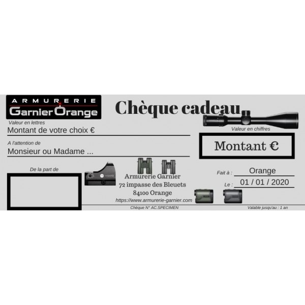 Chèque cadeau 260 euros optique