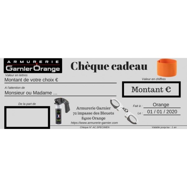 Chèque cadeau 480 euros sécurité