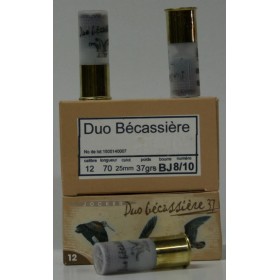 CARTOUCHE JOCKER DUO BECASSIERE 37GR BOURRE JUPE PLOMBS DE 8/10 CAL. 12/70 X10